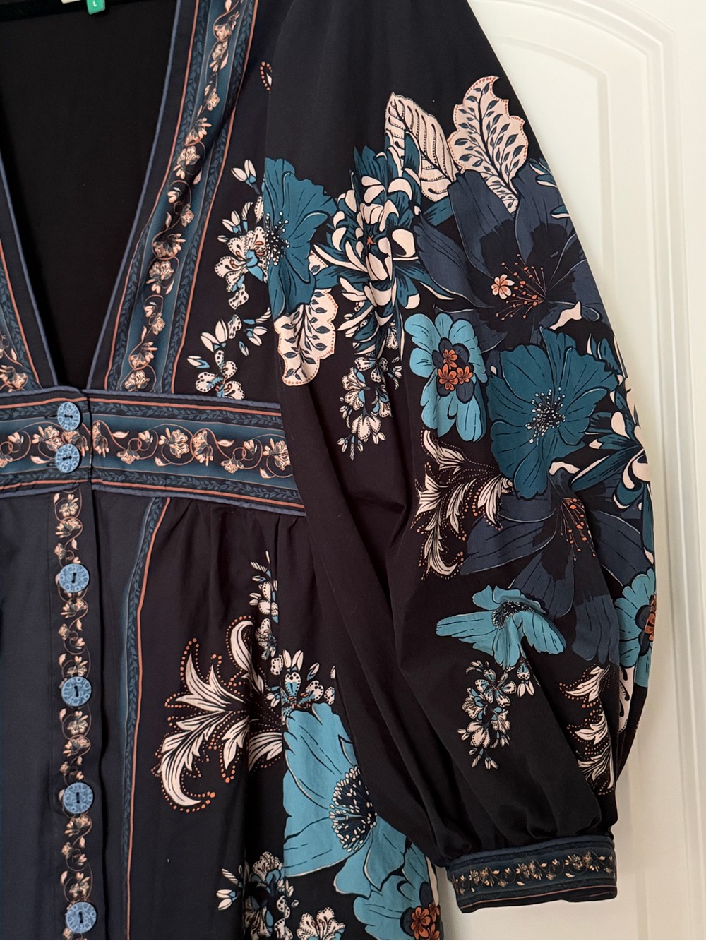 Bohemian Navy Floral V-Neck Maxi Dress - Picture 8 of 10